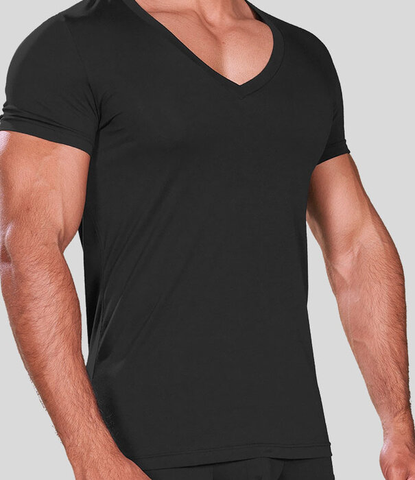 Hom Supreme Cotton V Neck T-Shirt 331 Black