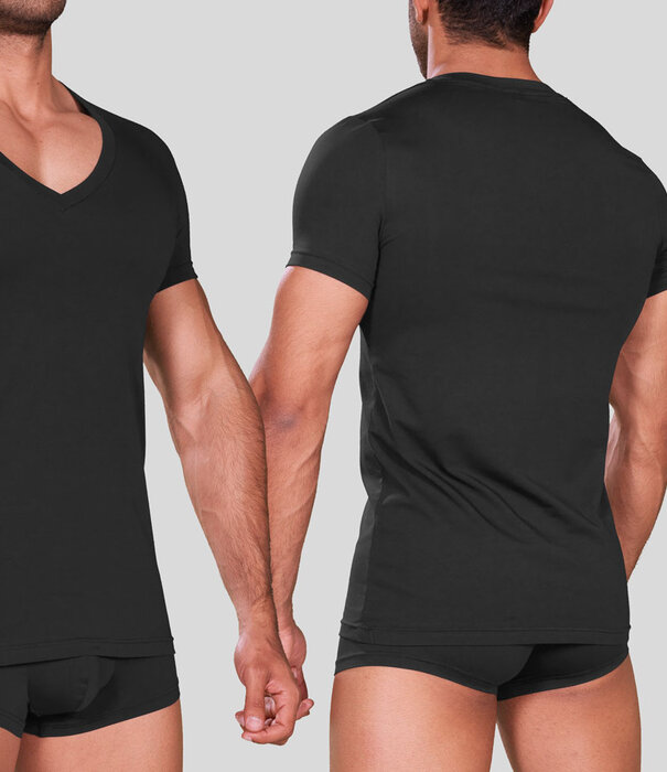 Hom Supreme Cotton V Neck T-Shirt 331 Schwarz