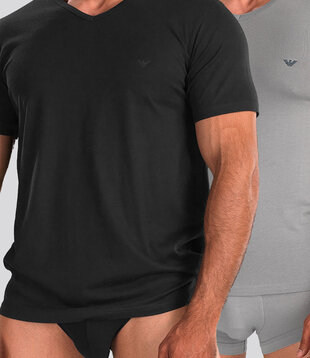 Emporio Armani Essential Core V-Neck T-Shirt 2-Pack CC717 Zwart/Grijs
