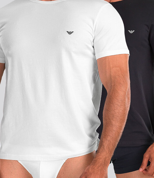 Emporio Armani Essential Core Crew Neck T-Shirt 2-Pack CC717 Blauw/Wit