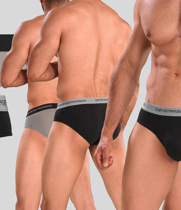 Emporio Armani Essential Core Logoband Slip 2-Pack CC717 Schwarz/Grau