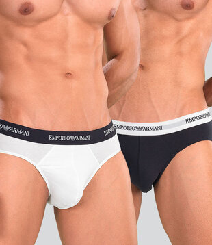 Emporio Armani Essential Core Logoband Slip 2-Pack CC717 Blau/Weiß