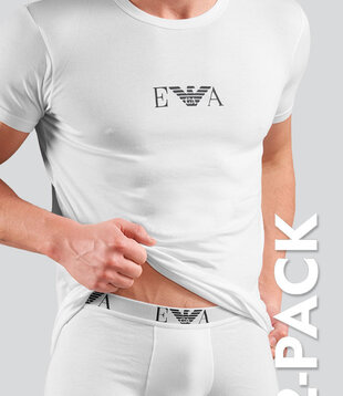 Emporio Armani Essential Monogram T-Shirt 2-Pack CC715 Wit