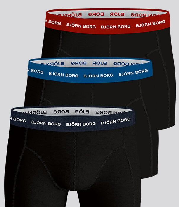 Bjorn Borg Contrast Solids Sammy Boxershort 3-Pack 1028 Schwarz