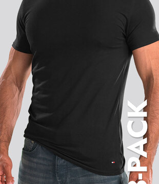 Tommy Hilfiger Premium Essentials Crew Neck T-Shirt 3-Pack 187 Black
