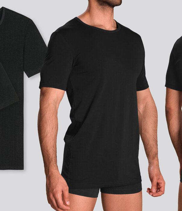 Schiesser 95/5 Organic Cotton T-Shirt 2-Pack 997 Schwarz