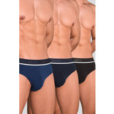 Schiesser 95/5 Organic Cotton Rio Slip 3-Pack 985 Blauw/Zwart