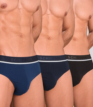 Schiesser 95/5 Organic Cotton Rio Slip 3-Pack 985 Blau/Schwarz