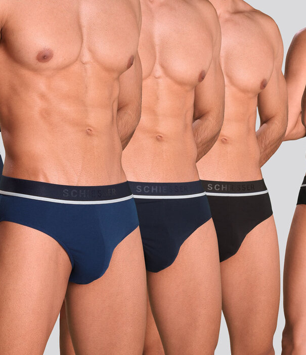 Schiesser 95/5 Organic Cotton Rio Slip 3-Pack 985 Blauw/Zwart