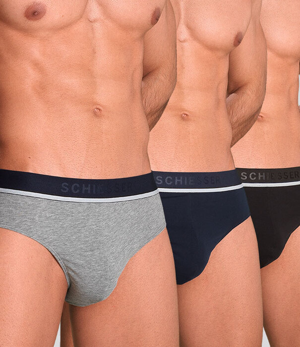 Schiesser 95/5 Organic Cotton Rio Slip 3-Pack 985 Schwarz/Grau/Blau