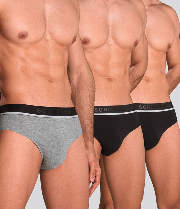 Schiesser 95/5 Organic Cotton Rio Slip 3-Pack 985 Zwart/Grijs