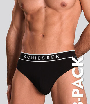 Schiesser 95/5 Organic Cotton Rio Slip 3-Pack 984 Schwarz