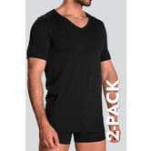 Schiesser 95/5 Organic Cotton V-Neck T-Shirt 2-Pack 982 Black