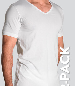 Schiesser 95/5 Organic Cotton V-Neck T-Shirt 2-Pack 982 Wit