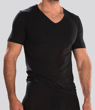 Schiesser Personal Fit V-Neck T-Shirt 322 Zwart