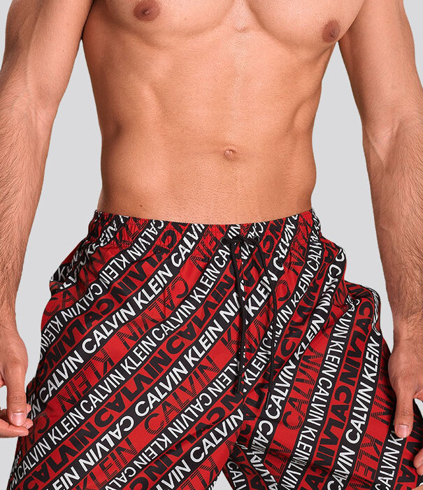 Calvin Klein Medium Drawstring Print Swim Short 550 Rood