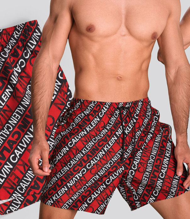 Calvin Klein Medium Drawstring Print Swim Short 550 Rood