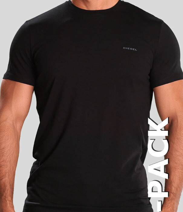 Diesel Jake Round Neck T-Shirt 3-Pack AALW Schwarz