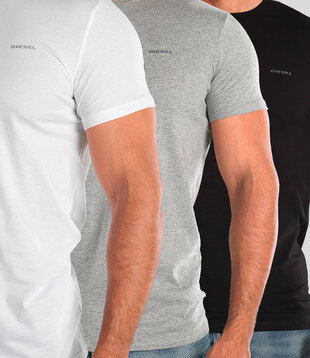 Diesel Jake Round Neck T-Shirt 3-Pack AALW Weiß/Schwarz/Grau