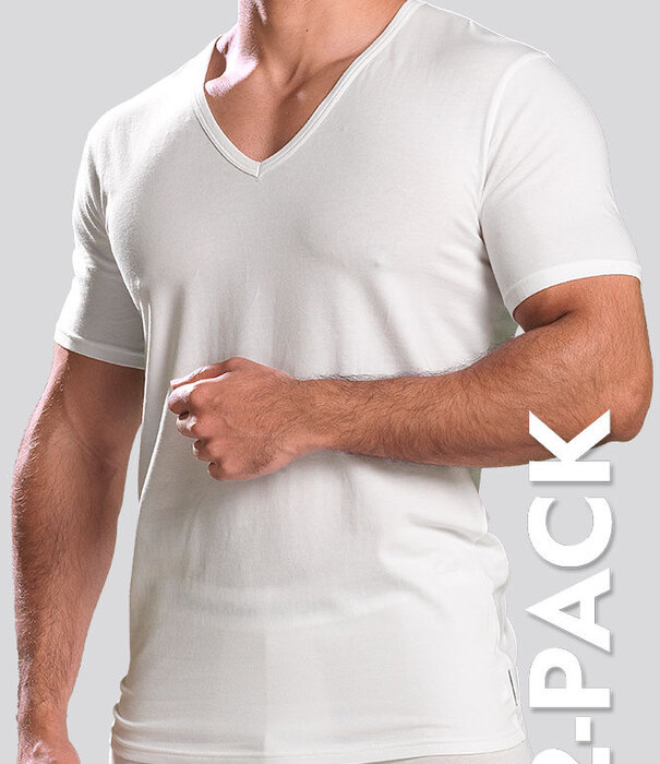 Calvin Klein V-Neck T-Shirt 2-Pack NB1089A White