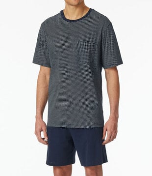 Schiesser Pyjama kort blauw patroon