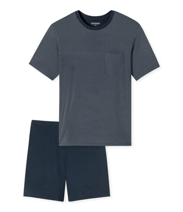 Schiesser Pyjama kort blauw patroon