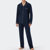 Schiesser Pyjama lang  blauw - Fine Interlock