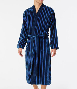 Schiesser Badjas Softvelours blauw