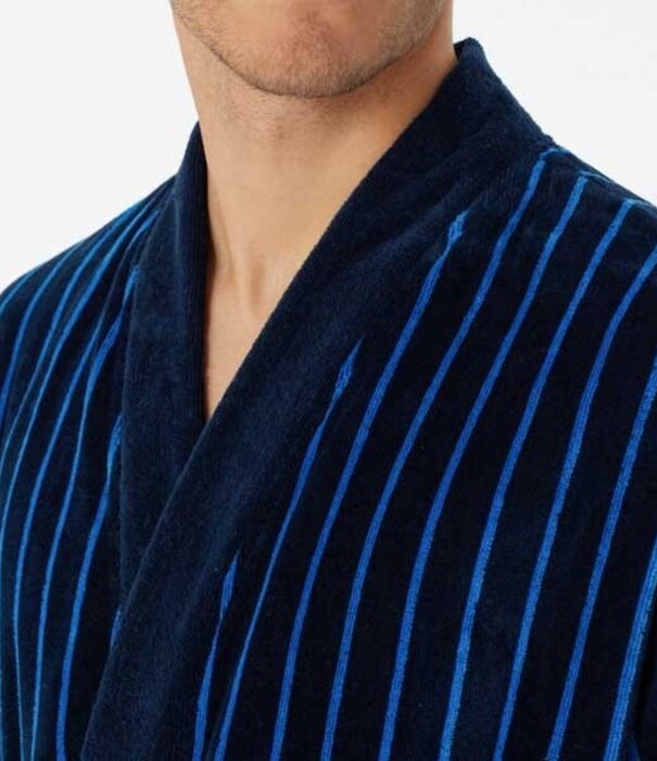 Schiesser Badjas Softvelours blauw