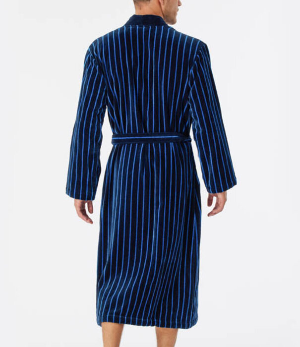 Schiesser Badjas Softvelours blauw