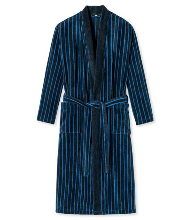 Schiesser Badjas Softvelours blauw