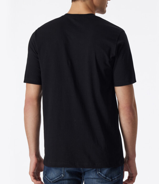 Schiesser Shirt  jersey 2-Pack V-hals zwart