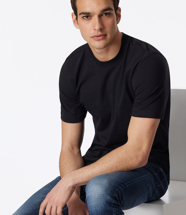 Schiesser Shirt  jersey 2-Pack  zwart