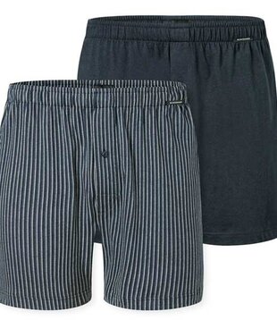 Schiesser Boxershorts 2-Pack jersey donkerblauw