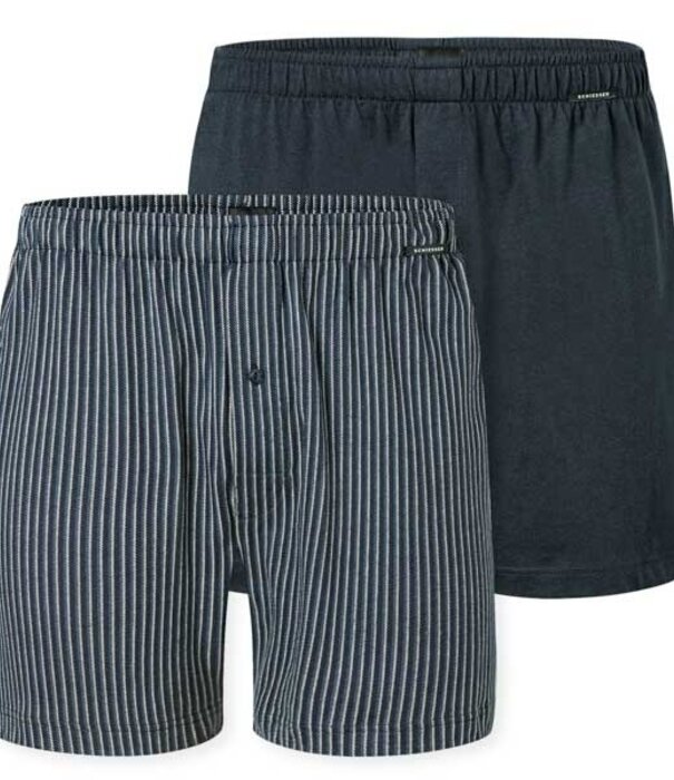 Schiesser Boxershorts 2-Pack jersey donkerblauw