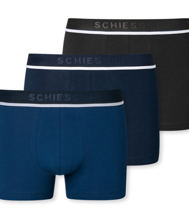 Schiesser Boxershort 3-Pack Organic Cotton blauw/ zwart - 95/5