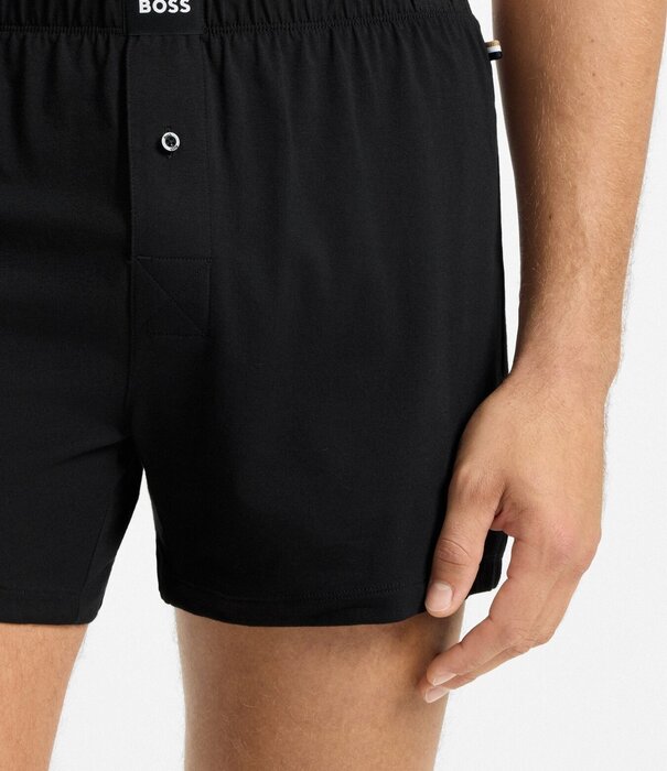 Boss Stretch Cotton Loose Boxershort 2-Pack Zwart
