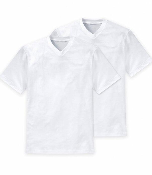 Schiesser Shirt  jersey 2-Pack V-hals wit