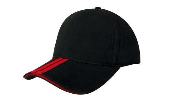 The Headwear Professionals Brushed Heavy Cotton With 2 Stripes On Peak & Sandwich 4074