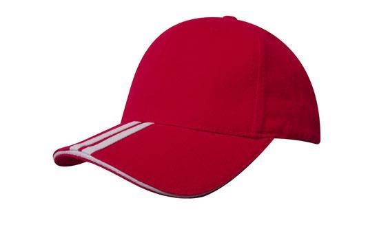The Headwear Professionals Brushed Heavy Cotton With 2 Stripes On Peak & Sandwich 4074