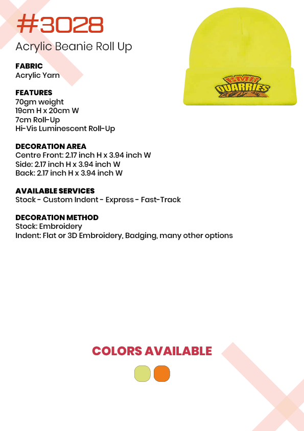 The Headwear Professionals Luminescent Safety Acrylic Beanie With Roll Up 3028