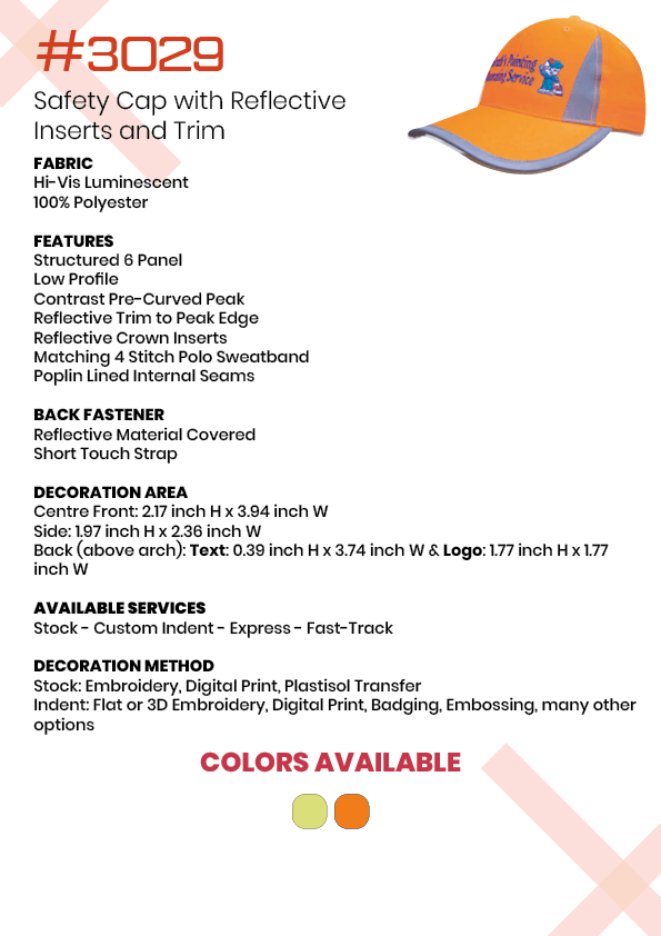 The Headwear Professionals Luminescent Safety Cap With Refelctive Inserts & Trim 100% Polyester 3029