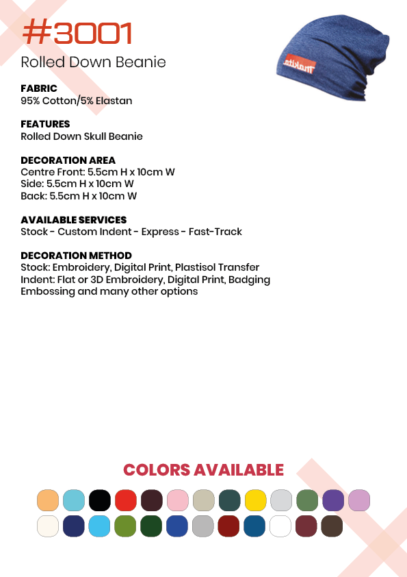 The Headwear Professionals Rolled Down Cotton / Elastan Beanie 3001