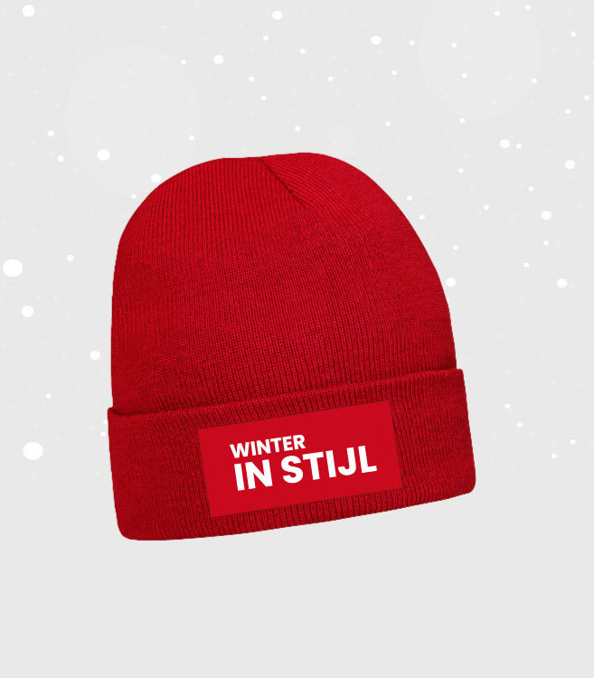 The Headwear Professionals WINTERACTIE: Acrylic Beanie With Roll Up 4243 Badge incl logo