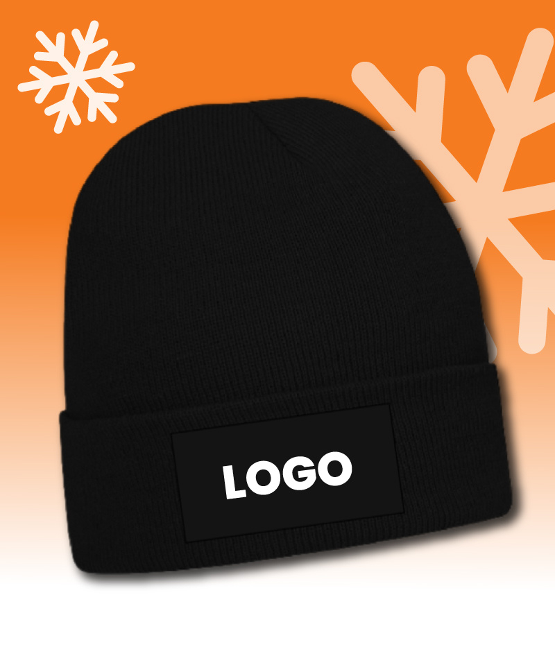 The Headwear Professionals WINTERACTIE: Acrylic Beanie With Roll Up 4243 Badge incl logo