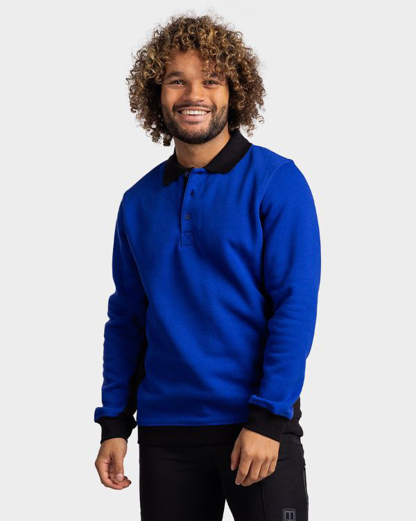 Lemon  Soda Men Contrast Polosweater met knoopjes en lange mouwen