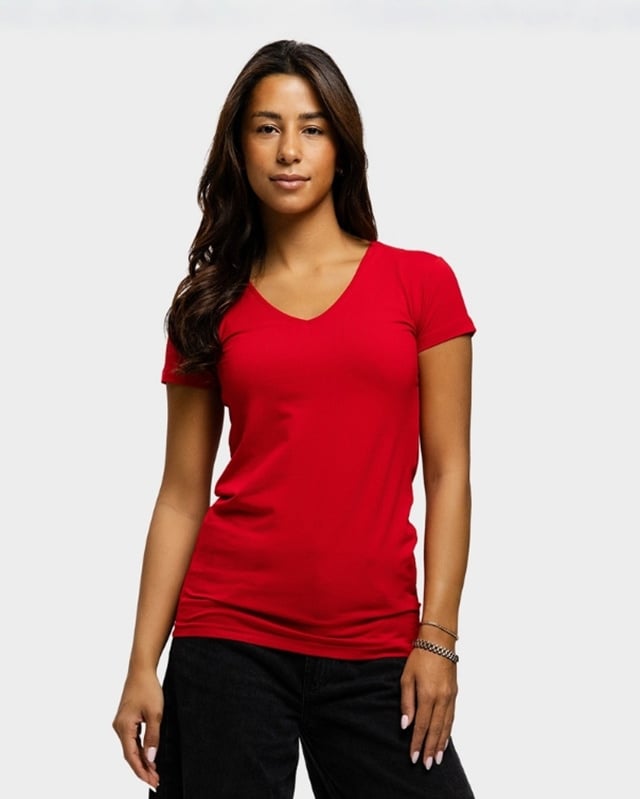 Lemon  Soda Ladies Cotton Elastane Vneck T-shirt korte mouwen