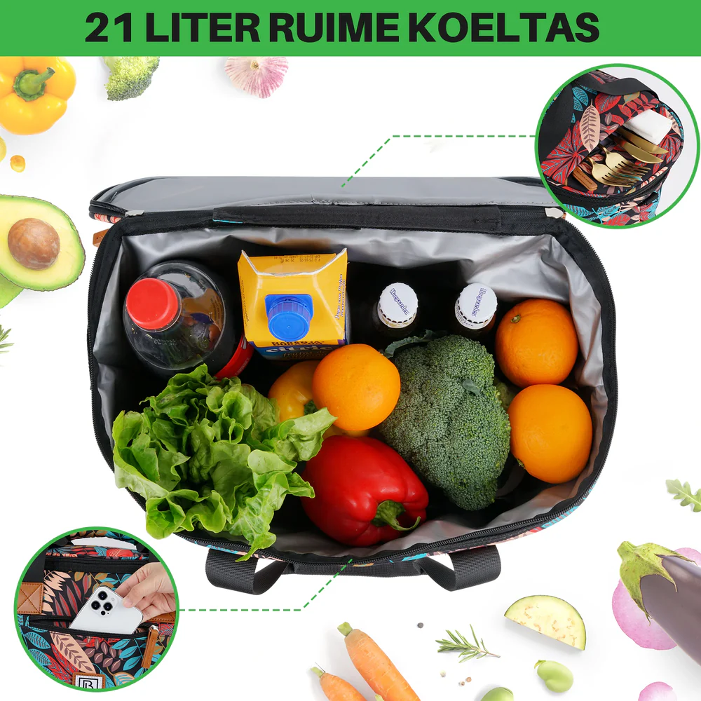 Brisby Brisby Koeltas – Boodschappentas – Shopper – Schoudertas 21L – Inclusief Koelelementen en dubbele lunchbox