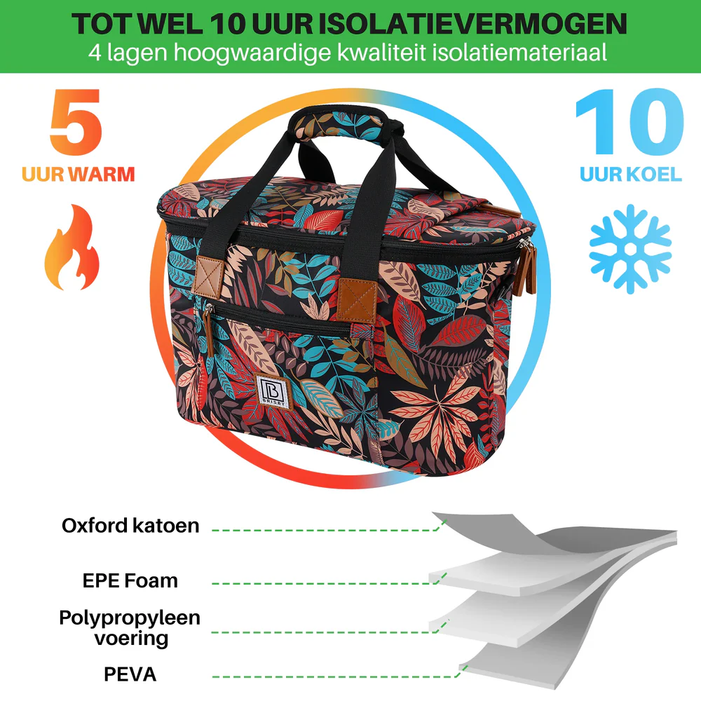 Brisby Brisby Koeltas – Boodschappentas – Shopper – Schoudertas 21L – Inclusief Koelelementen en dubbele lunchbox