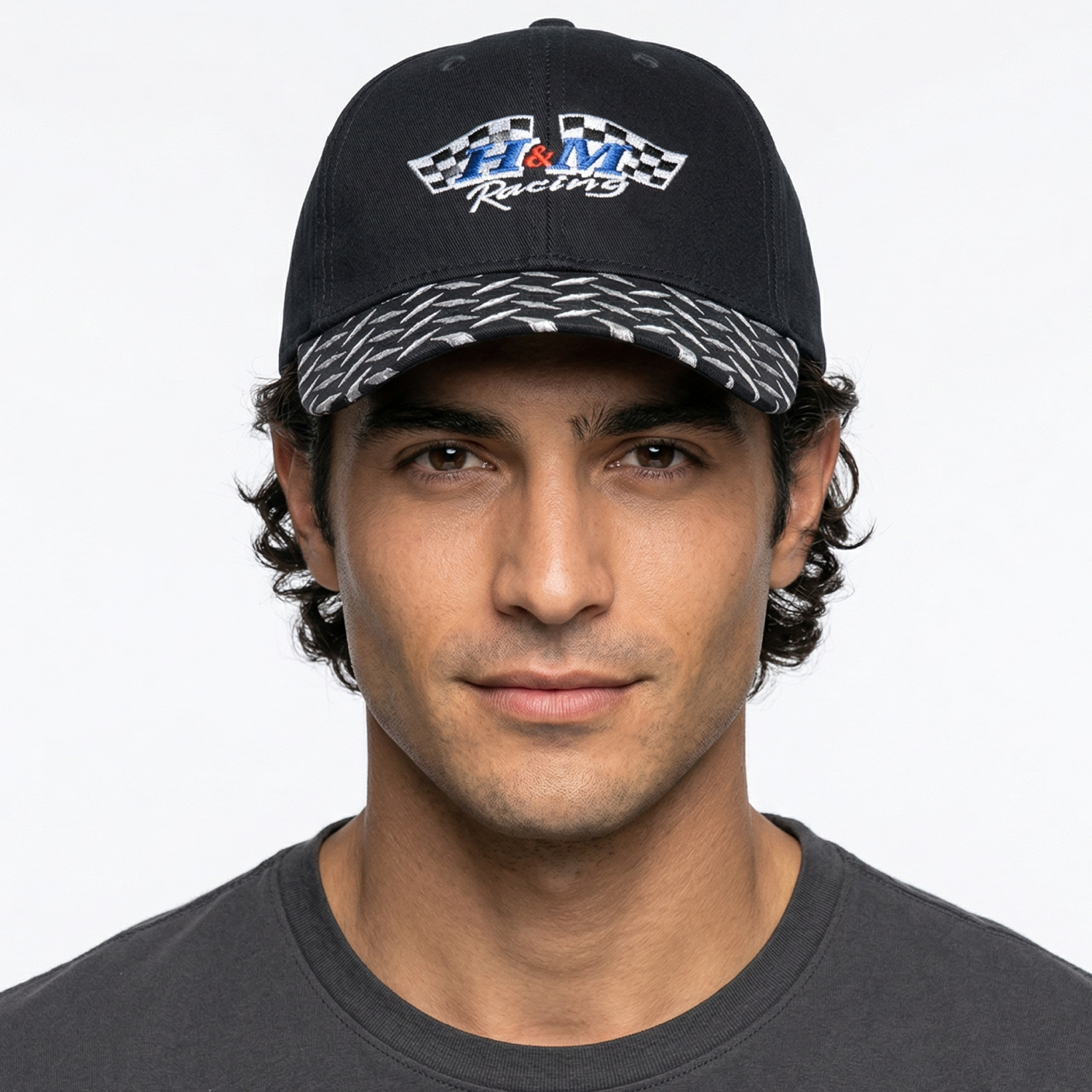 The Headwear Professionals Brushed Heavy Cotton With Checker Plate On Peak 4044